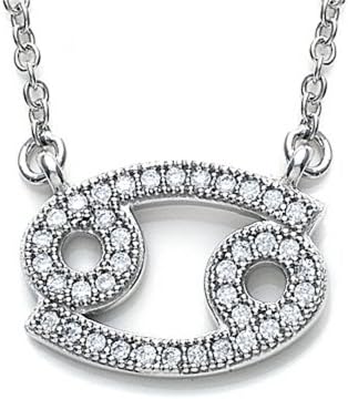 Zoe R Hand Set Cubic Zirconia Cancer Zodiac Pendant On 18 Inch Adjustable Chain