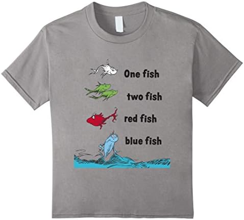 One fish two fish red fish blue fish t-shirt - Kids 6 - Slate
