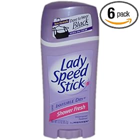 Lady Speed Stick Antiperspirant/Deodorant, Invisible Dry, Shower Fresh, 2.3 oz, (Case of 6)