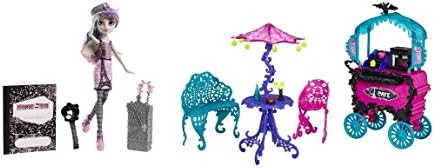 Monster High Travel Scaris City of Frights Rochell Goyle Doll and Café Cart Gift Bundle