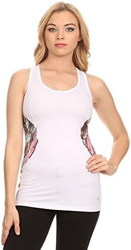 Women's Athletic Pastel Marble &amp; Frosty White Sleeveless Racer Back Top, Med