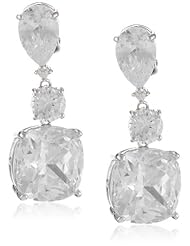 CZ by Kenneth Jay Lane "Statement Collection" 25 cttw Pear with Cushion Clip-On Earrings