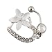 MSmask New Fashion Flower Rhinestone Heart Dangle Ball Belly Button Navel Ring Bar Barbell Body Piercing