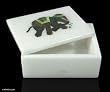 Marble and jasper jewelry box, 'Brown Elephant Gems' 4.1" W 3.2" L Marble and jasper jewelry box, 'Brown Elephant Gems' 4.1" W 3.2" L