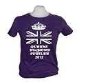 Womens fitted Purple t-shirt with white glitter print 'Queens diamond jubilee 2012'