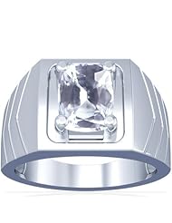Platinum Cushion Cut White Sapphire Solitaire Ring