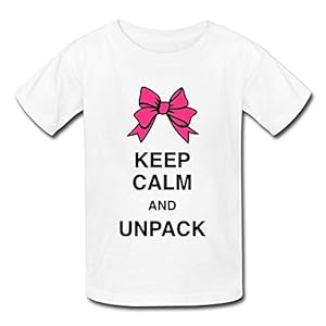 Geek Crew Neck Keep Calm Unpack Kids T Shirts