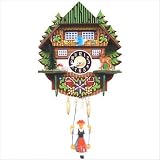 Mountain Chalet Clock with Swinging Girl and Chimes or Cuckoo Options