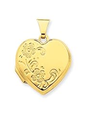 14k Gold 18mm Heart Two Flower Locket