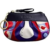 Coach Op Art Amanda Resort Zip Top Coin Bag with Key Chain Pink Multi