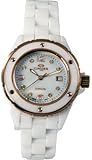 Oniss #ON8207-LRG7 Women's Rose Gold Trim Diamond Marker White Ceramic Watch