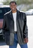 Classic Three-Button Leather Blazer