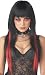 Womens Long Black Red Streaks Goth Party Straight Wig Womens Standard
