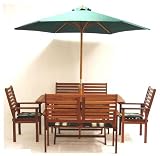 5 Piece Napoli Rectangular Wood Table and Chair Garden Furniture Set