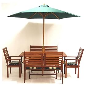 5 Piece Napoli Rectangular Wood Table and Chair Garden Furniture Set