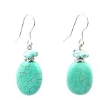Earrings - E333 - Genuine Turquoise Gemstone ~ Oval
