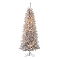 Slim Tinsel Pre-Lit Tree - Silver (7')