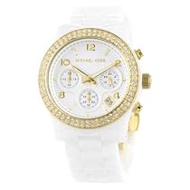 Michael Kors Watches Michael Kors Ladies White Ceramic Runway with Gold Glitz