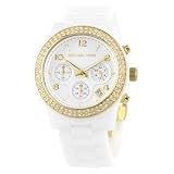 Michael Kors Watches Michael Kors Ladies White Ceramic Runway with Gold Glitz