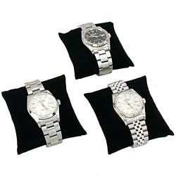 3 Black Velvet Watch & Bracelet Pillow Jewelry Displays