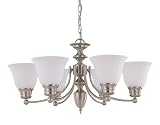 Nuvo Lighting 60/3305 Empire 6-Light Chandelier with Frosted Glass, Brushed Nickel