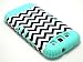 Samsung Galaxy S3 S III I747 Hybrid Impact Dual Layer Case Black White Chevron Mint Blue Skin Cover