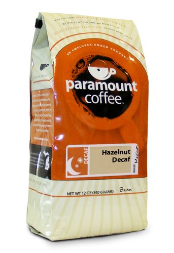 Paramount Coffee Hazelnut Decaf, Bean, 12-Ounce (Pack of 2)