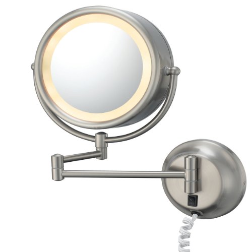 Kimball and Young 95375 Double Sided Wall Mirror Plug-In, Brushed Nickel