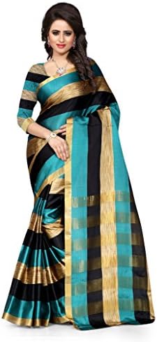Shree Sanskruti Self Design Rama Green and Black Color Tassar Silk Saree For Women