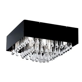 Eglo 88201A Camini, Black and Chrome Clear Crystals, 8-Light Ceiling Light Fixture by Eglo