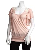 41dRSBr3GsL. SL160  2b Heart Crochet Slub Top   BLUSH (M)