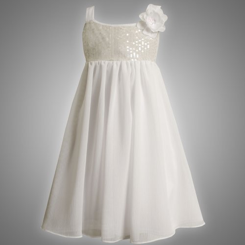 Bonnie Jean Girls PLUS SIZE 12.5-20.5 WHITE SEQUIN CHIFFON BABY DOLL Special Occasion Wedding Flower Girl First Communion Party Dress Bonnie Jean Girls PLUS SIZE 12.5-20.5 WHITE SEQUIN CHIFFON BABY DOLL Special Occasion Wedding Flower Girl First Communion Party Dress