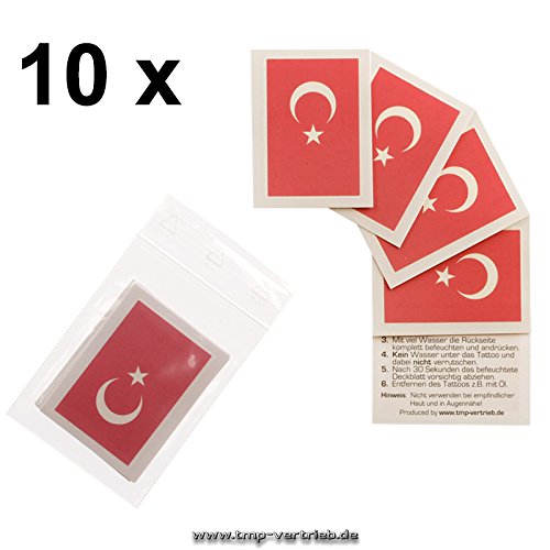 10er Türkei Tattoo Fahne Fan Set – EM Fanartikel 2016 – Türkei Flag (10)