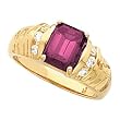 14K Yellow Gold Rhodolite Garnet and Diamond Ring