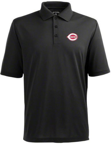 Cincinnati Reds Black Pique Extra Light Polo Shirt