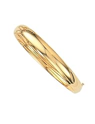 7" 14K Yellow Gold 8.0mm (1/3") Plain Polished Round Domed Classic Bangle Bracelet w/ Clasp