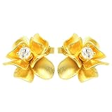 Tressa Goldfill White Round cut Cubic Zirconia Flower Stud Earrings .925 Stamp Hypoallergenic