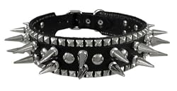 Extra Large 32" Black Leather Spiked Dog Collar 1" Spikes XL