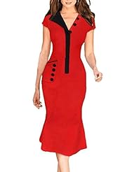 V-neck Cap Sleeves Cocktail Polyester/Spandex Vintage Evening Dress/Bridesmaid Dress/Wedding Party Dress 