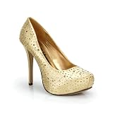 Sexy Studded Platform High Heel Stiletto Pump Gold