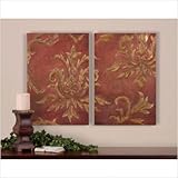 Set of 2 Red and Gold Relief Art Accents