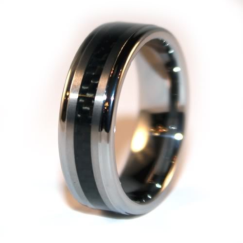 8mm Slim Black Carbon Fiber Tungsten Ring Wedding Ring Men's Wedding Rings Men's Engagement Bands Designer Rings (Available in Whole & Half Sizes 5-14.5) (8)