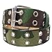 CAMOUFLAGE GREEN DOUBLE ROW GROMMET LEATHER BELT -LARGE
