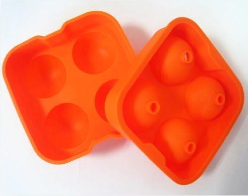 #1 Ice Ball Maker - Sweet Surface Ice Ball Mold - Great Whiskey Ice Balls - Premium Flexible Silicone Round Spheres Ice Tray- Molds 4 X 4.5cm Round Ice Ball Spheres (Orange)