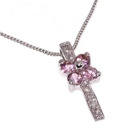 SAVE 75% 14K White Gold Pink sapphire & Diamond Pendant - FREE Shipping - OVERSTOCK Clearance Sale! Valentine's Day Gift Idea!