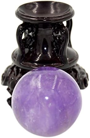 Parma77 Natural Amethyst Quartz Sphere Feng Shui Decor Ball Healing Power Wishing Crystal with Vintage Flower Stand (2inch(50mm) ball)