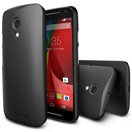 Moto G 2014 Case - Ringke SLIM Moto G 2nd Gen. Case [Free HD Film/Better Grip][SF BLACK] Premium Dual Coated Hard Case for Motorola Moto G 2nd Gen. 2014 - Eco Package