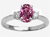 1.70 cts Genuine 9x7 Oval Pink Tourmaline Engagement Ring - 14kt White or Yellow Gold