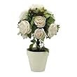Fabric Ivory Rose Bouquet Bunch Topiary Terra Cotta Pot