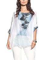 Laura Moretti Blusa Seda (Blanco / Azul)